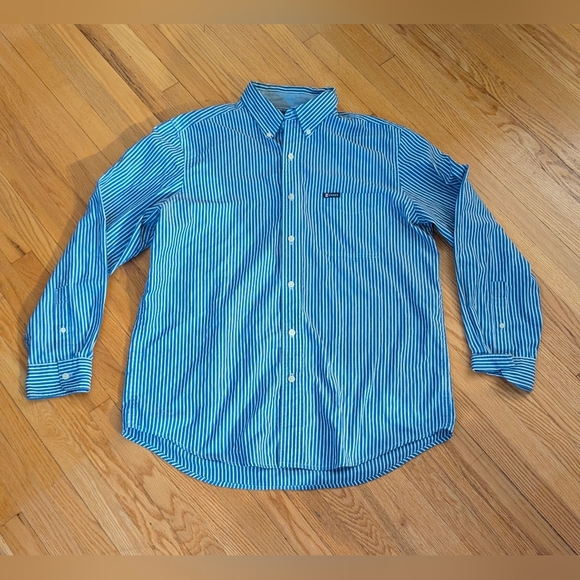 Chaps Casual Blue and White Button Down Shirt - Picture 1 of 6